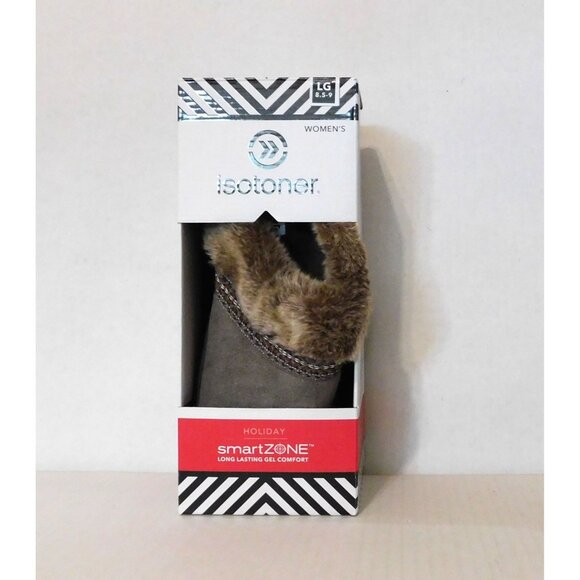 Isotoner SmartZone Slippers Womens Lg 8.5-9 Taupe Comfort Microsuede - Picture 10 of 14